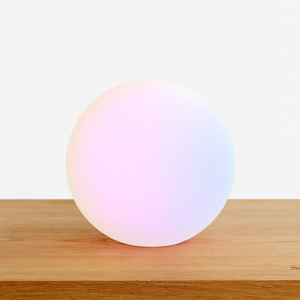 color changing LED moon orb lamp pink purple blue gradient glow