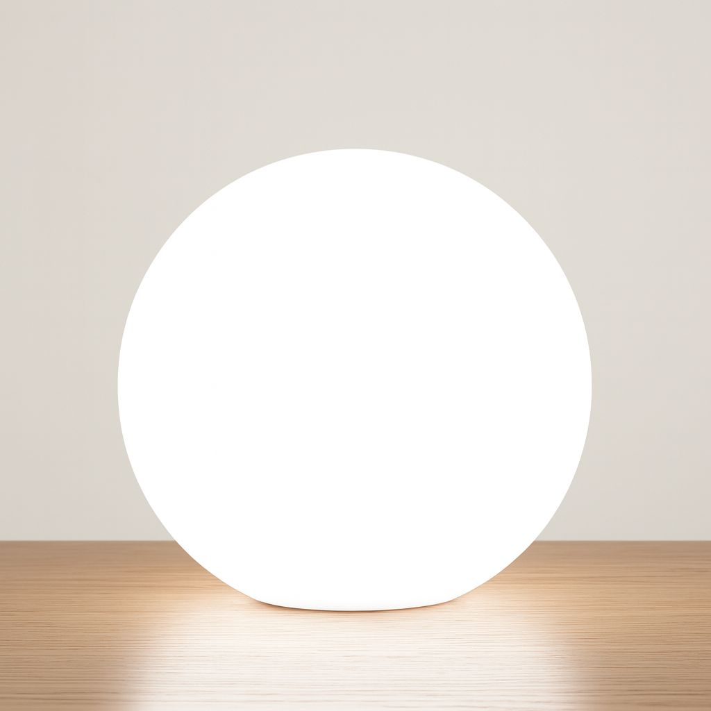 minimalist frosted glass moon table lamp bright white light smooth finish