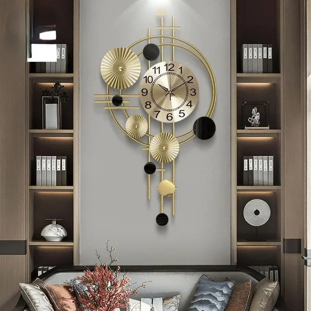 Large Modern Wall Clock – Sculptural Gold Design with Silent Quartz Movement 2