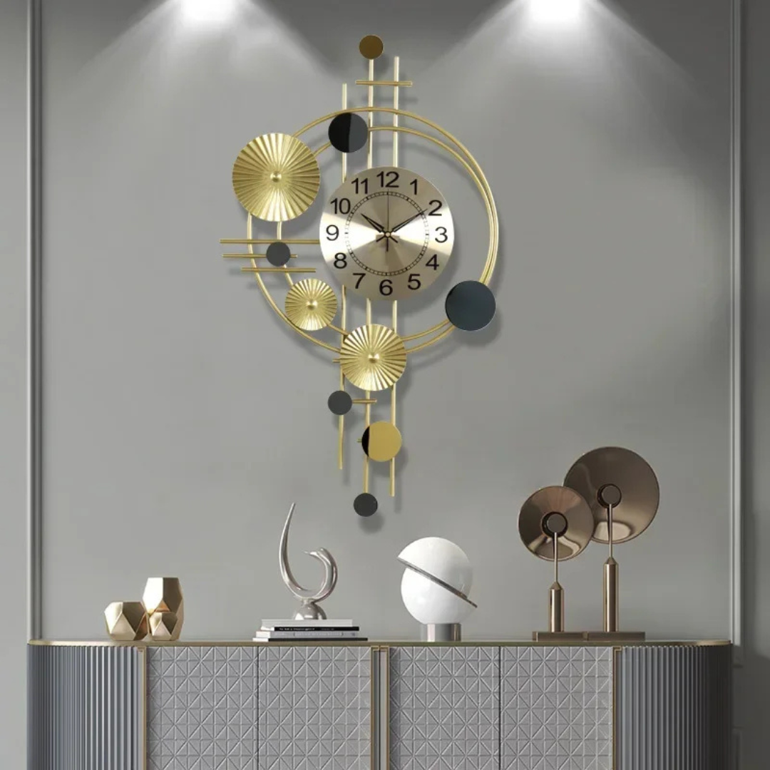Large Modern Wall Clock – Sculptural Gold Design with Silent Quartz Movement 3