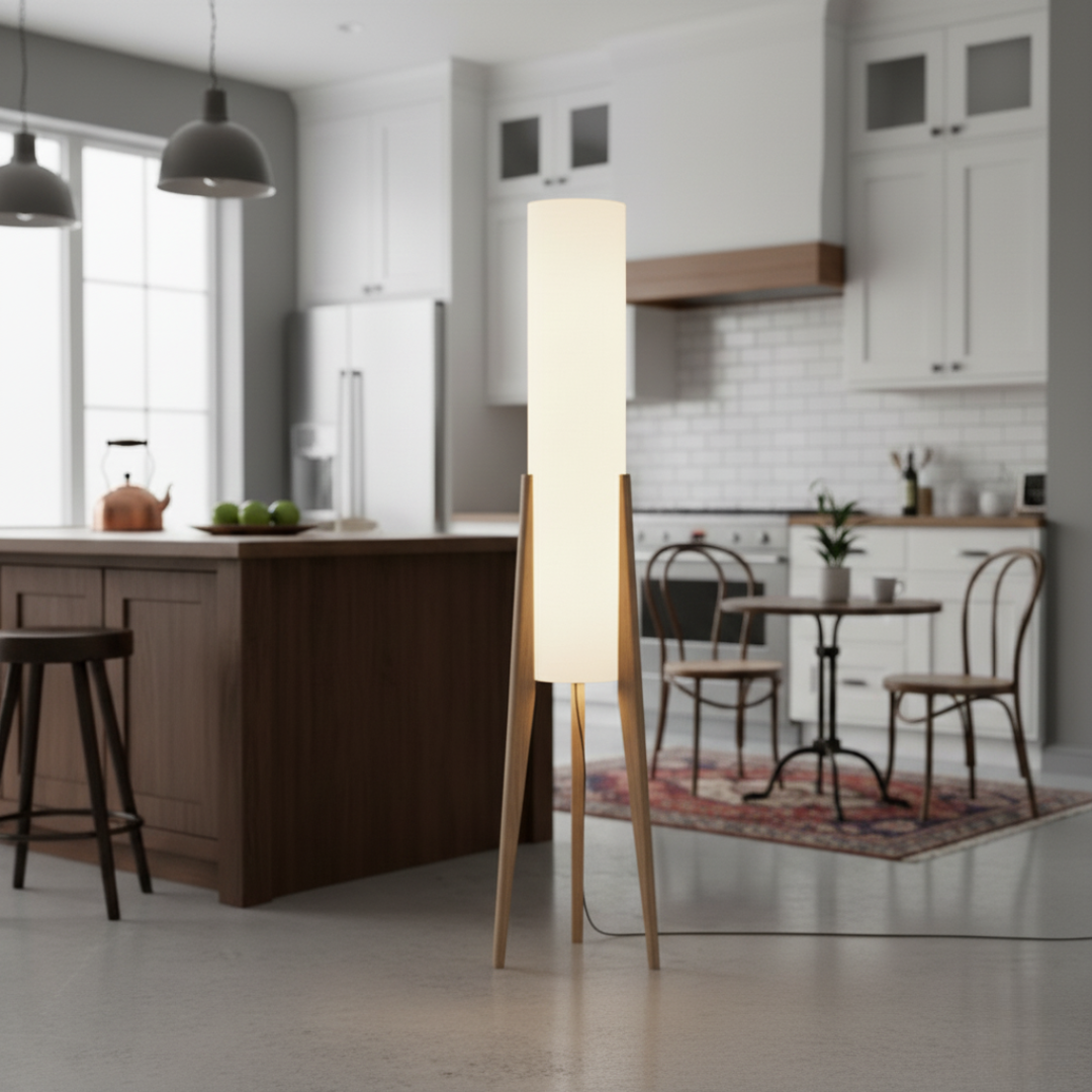 LignumLinea Minimalist Walnut Wood Floor Lamp - Nordic LED Standing Light 3