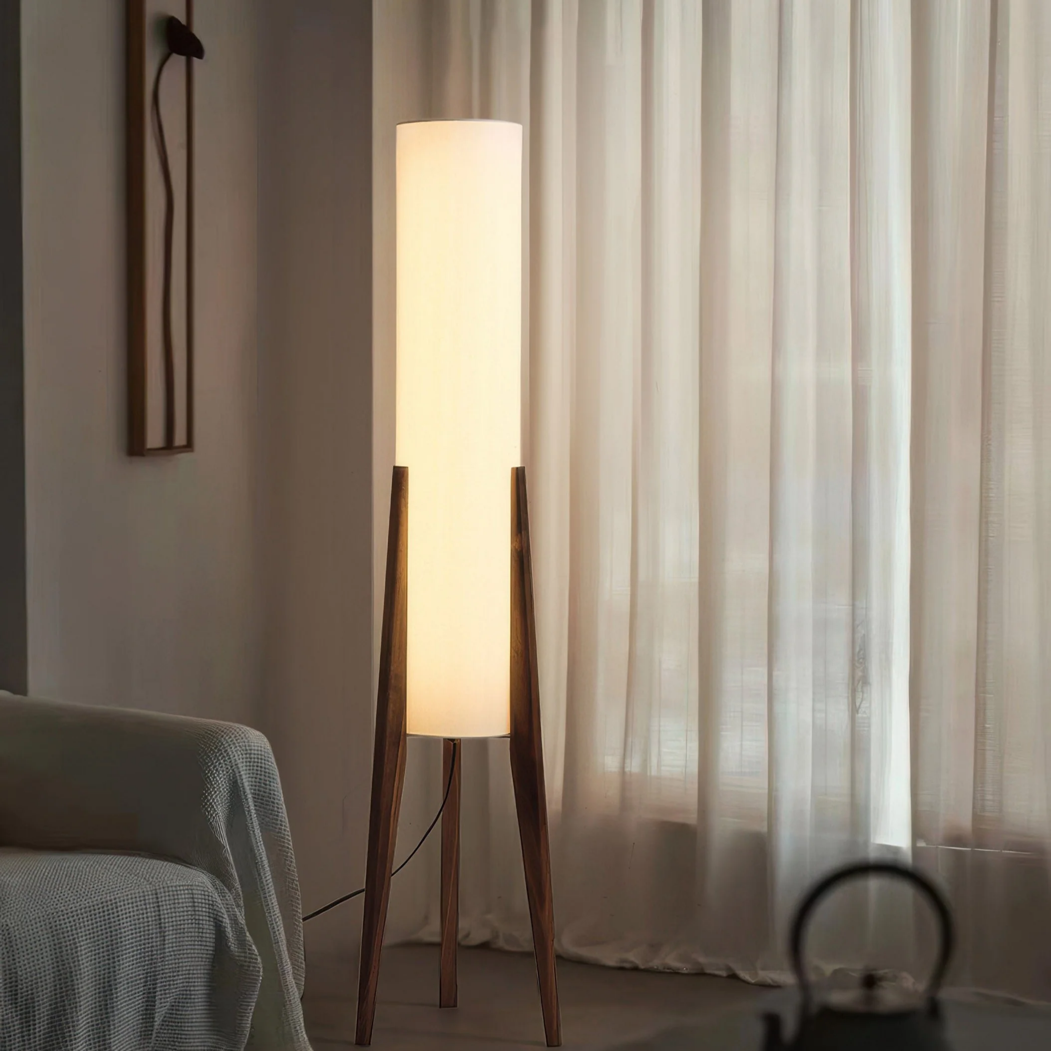 LignumLinea Minimalist Walnut Wood Floor Lamp - Nordic LED Standing Light 5