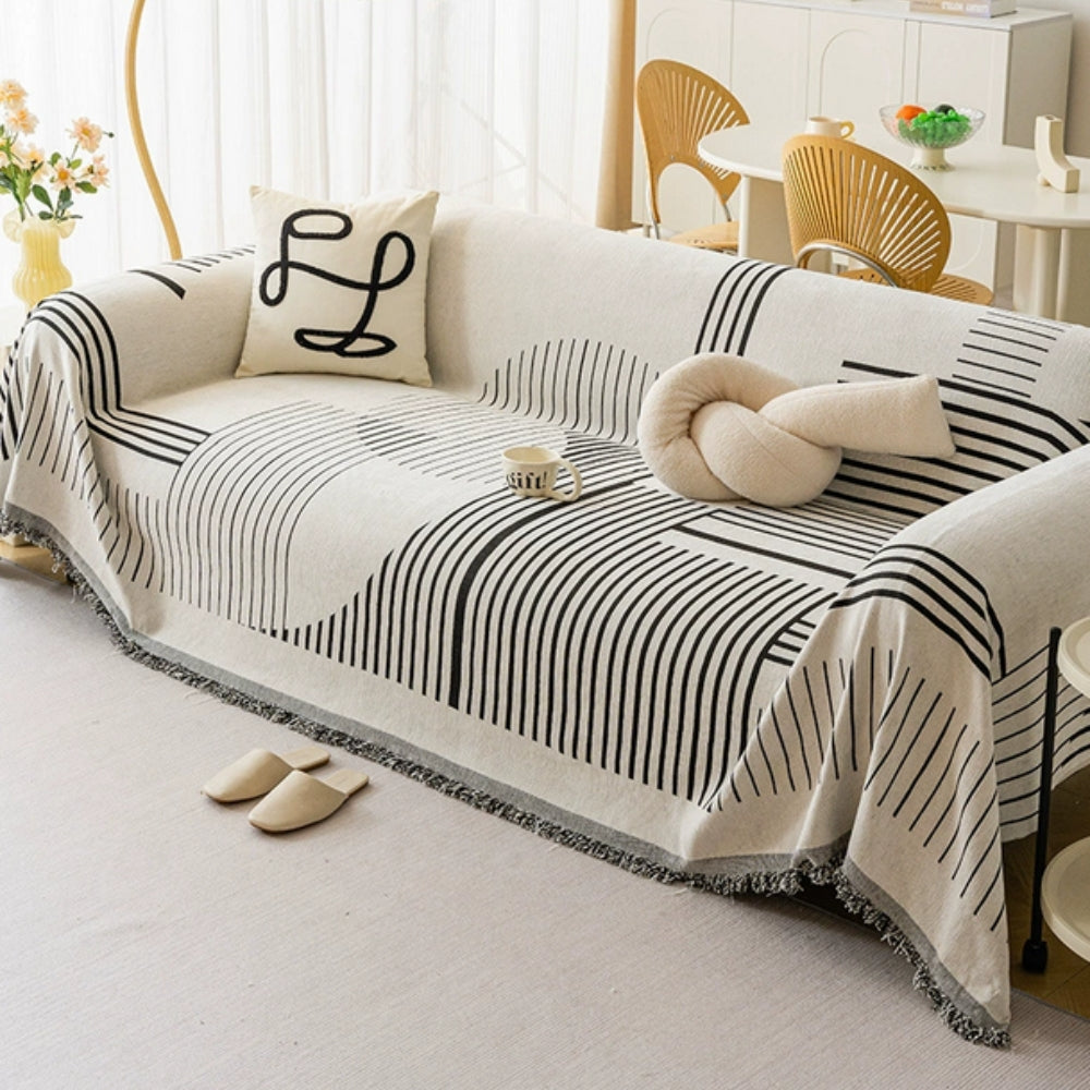 Luxurious Chenille Sofa Cover – Cozy Snowflake Design with Non-Slip Backing 2