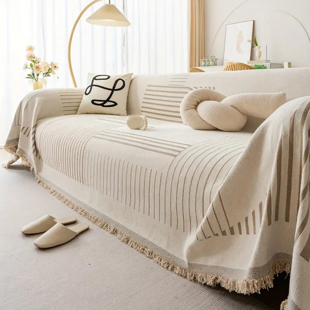 Luxurious Chenille Sofa Cover – Cozy Snowflake Design with Non-Slip Backing 5