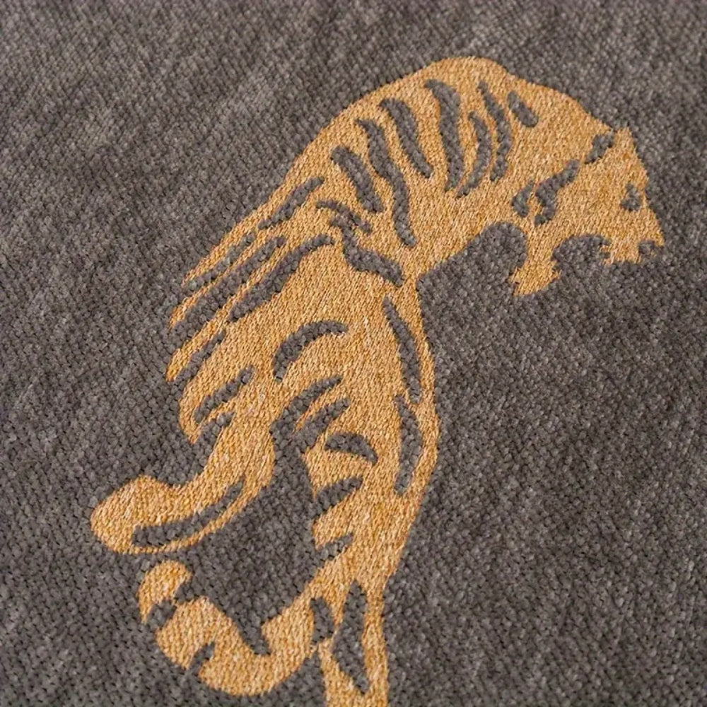 Luxurious Chenille Sofa Cover – Reversible Design with Striking Tiger Motif 5