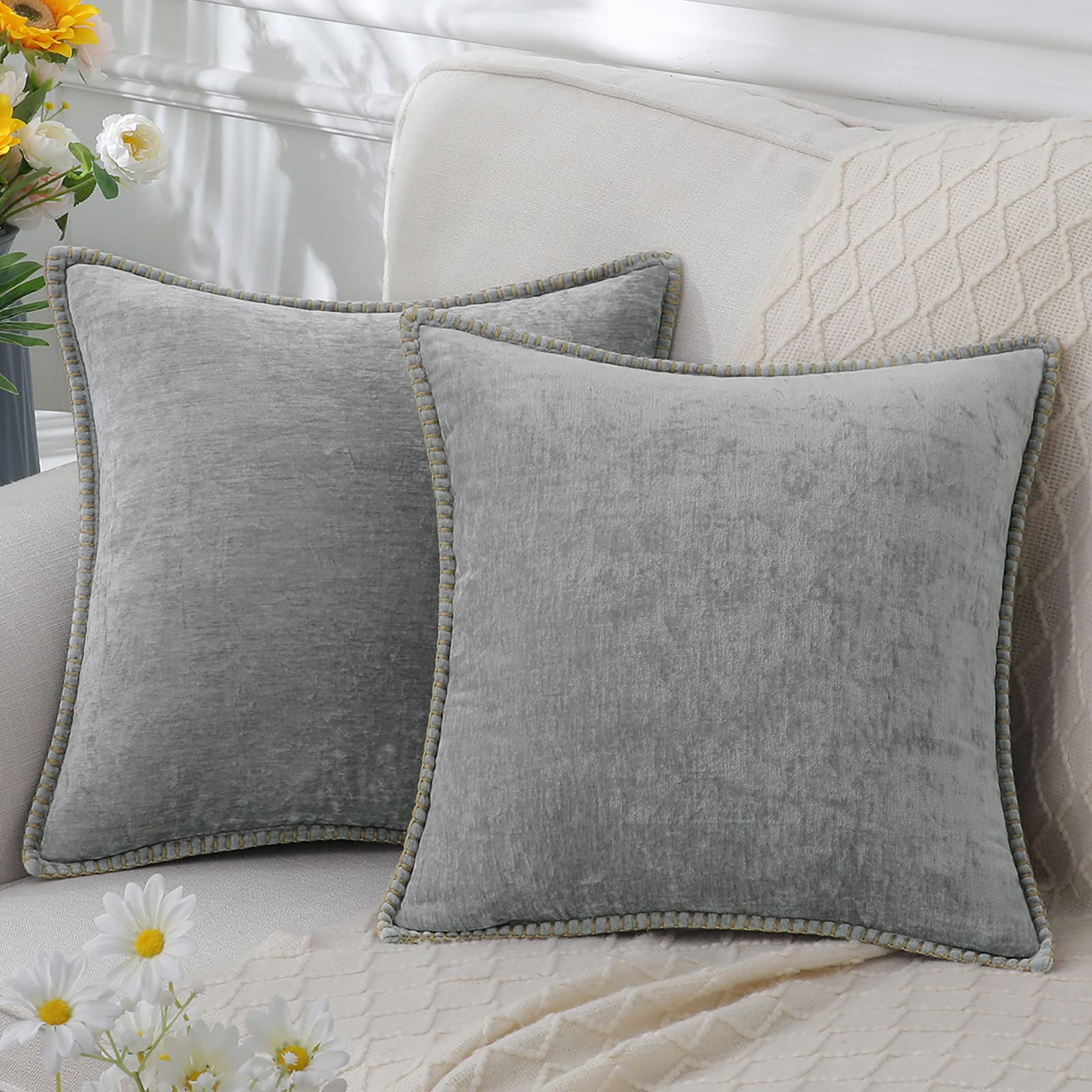 Luxurious Decorative Cushion Cover – Soft Chenille Fabric with Elegant Design for Couch 2