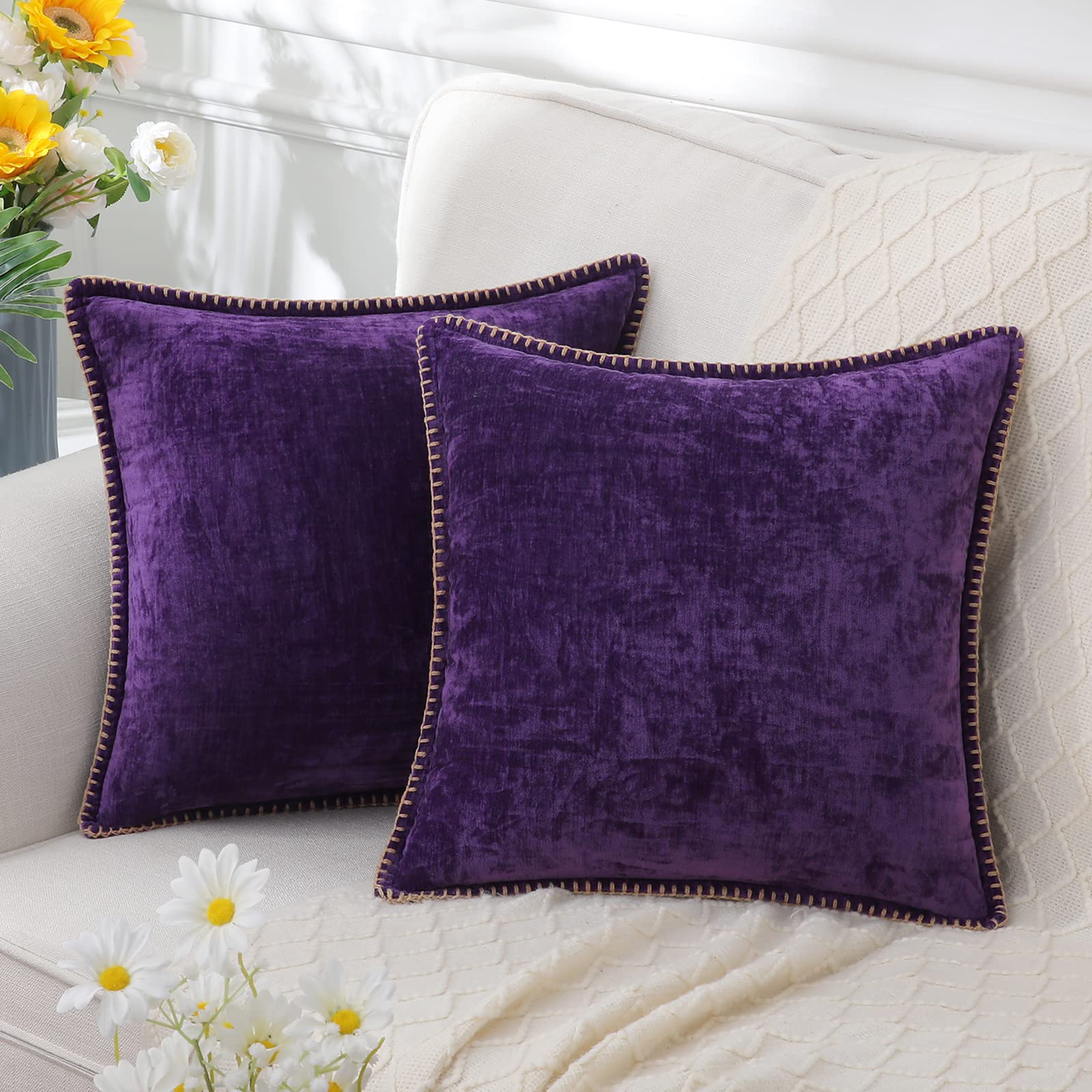 Luxurious Decorative Cushion Cover – Soft Chenille Fabric with Elegant Design for Couch 7