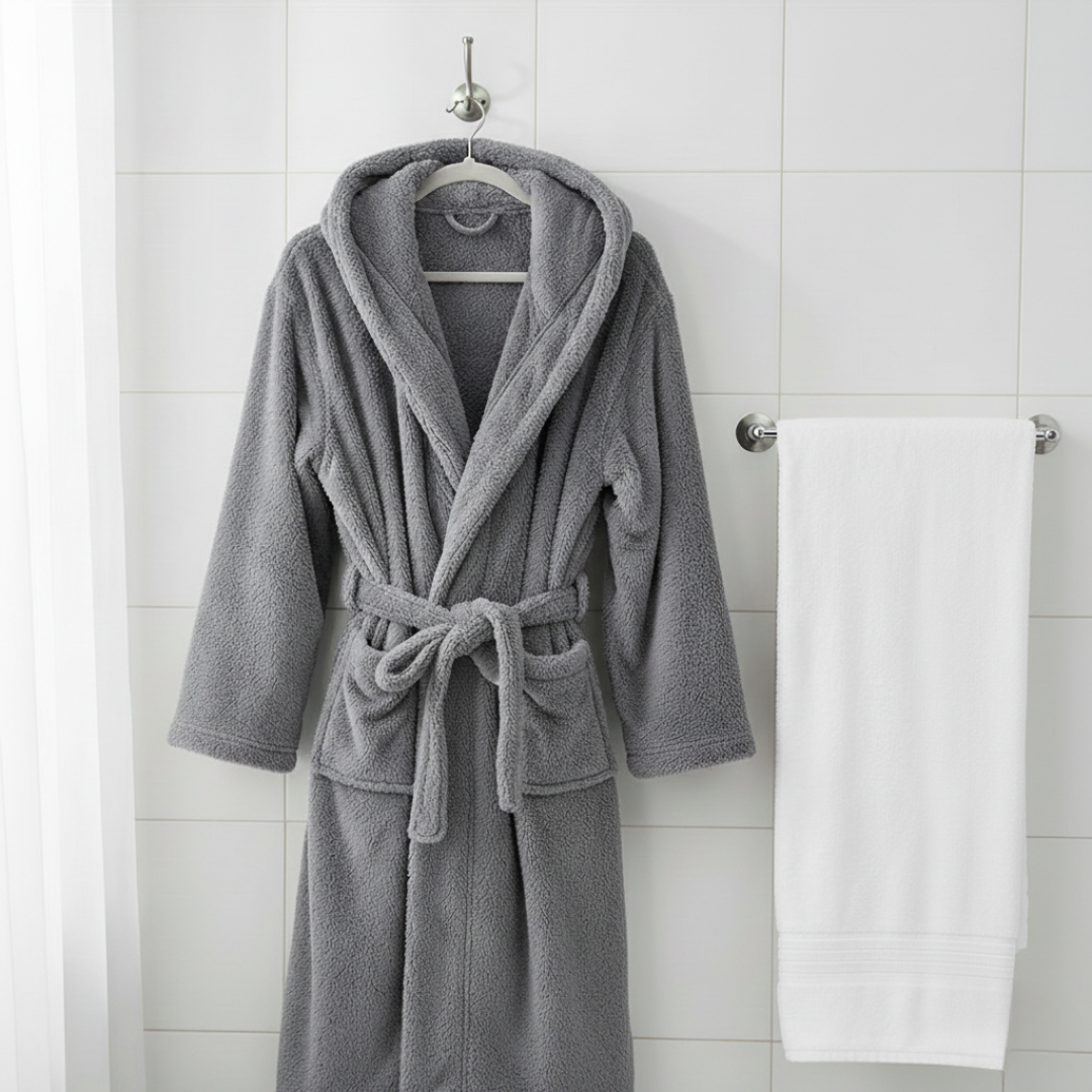 Men’s Soft Long Fleece Robe with Pockets for Home