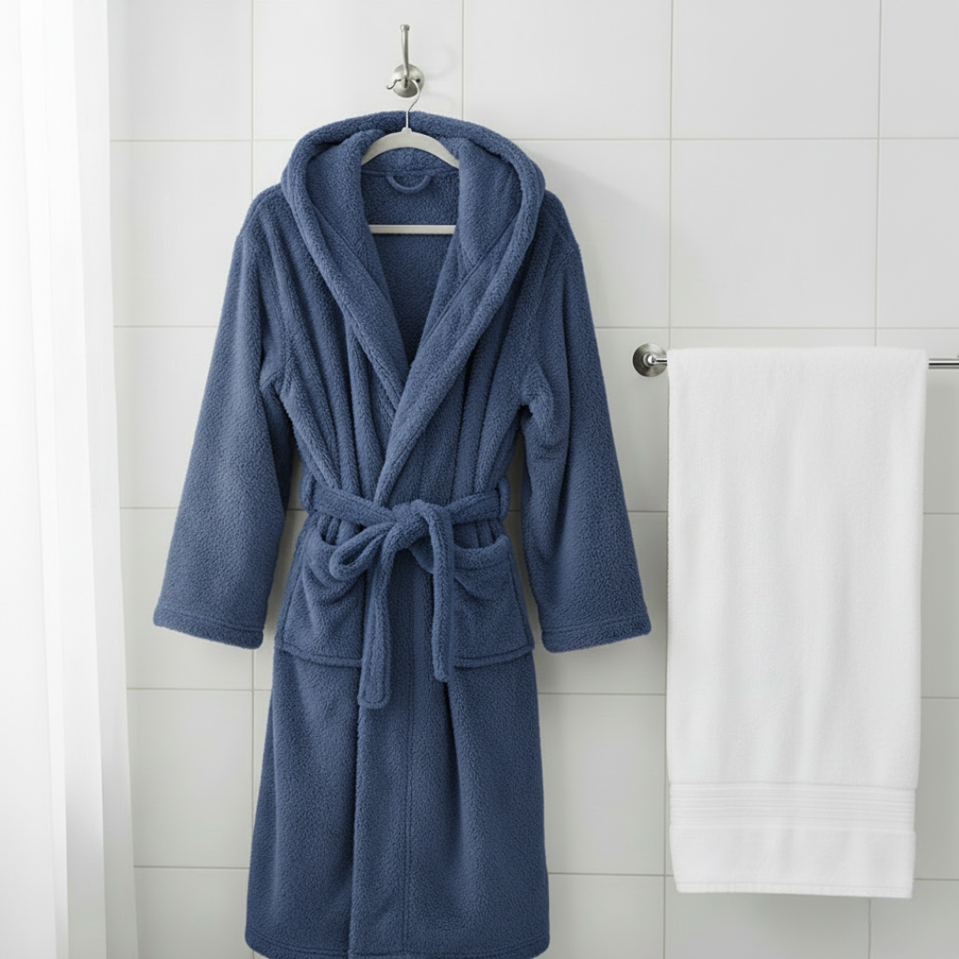 Men’s Soft Long Fleece Robe with Pockets for Home