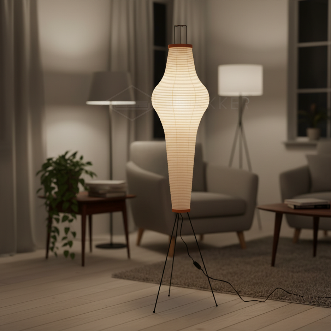 Minimalist Rice Paper Standing Lamp - Modern Boho Tripod Floor Light for Living Room 6