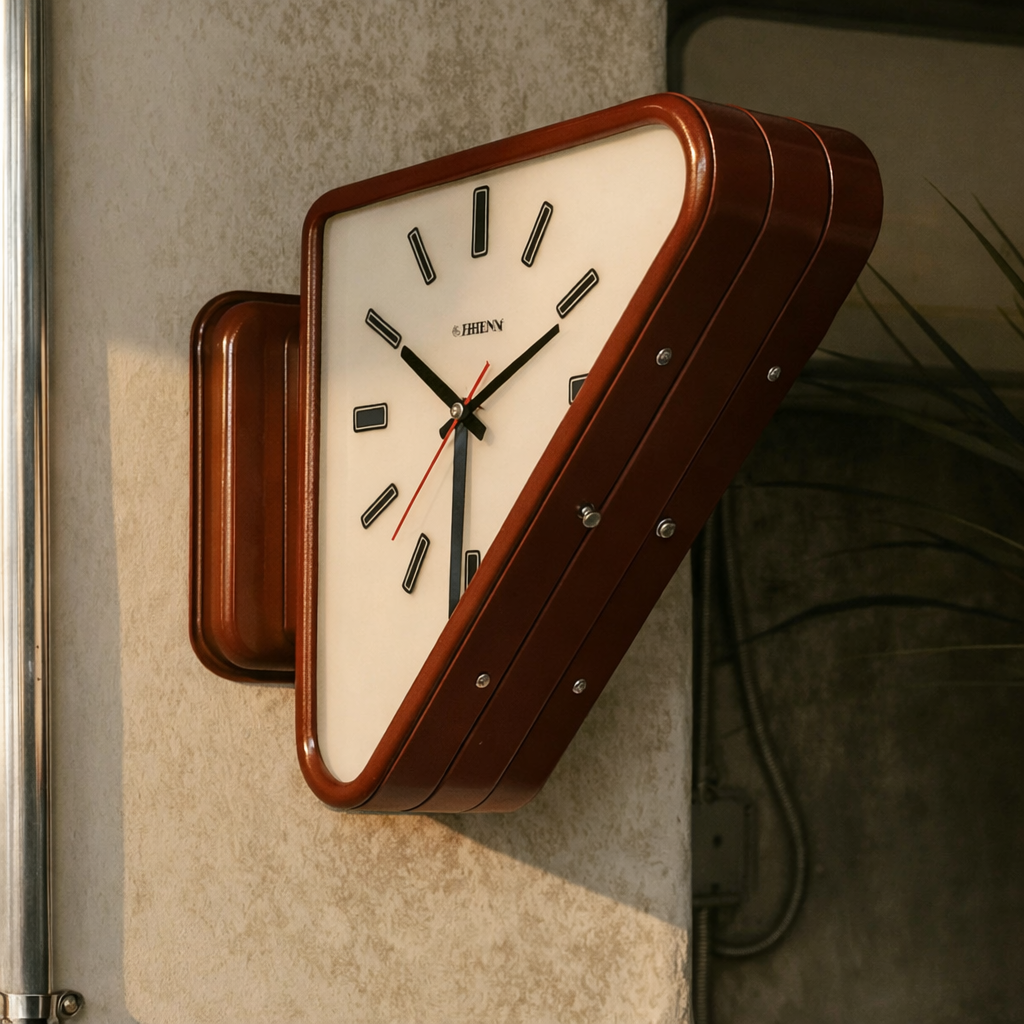 Modern Dual-Sided Wall Clock – Slanted Frame with Minimalist Design 3