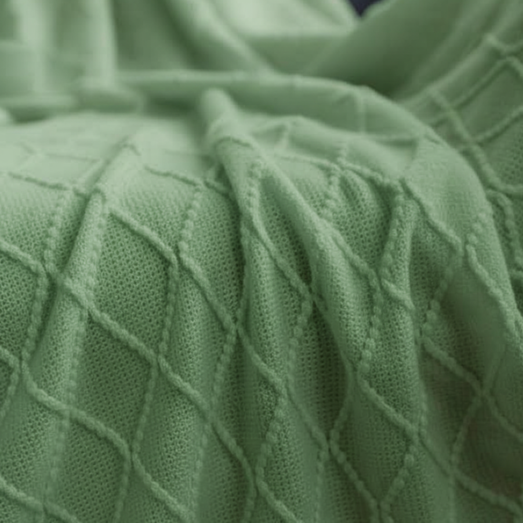 Monarch Diamond Bobble Knit Throw Blanket - Lightweight Geometric Lattice with Tassels