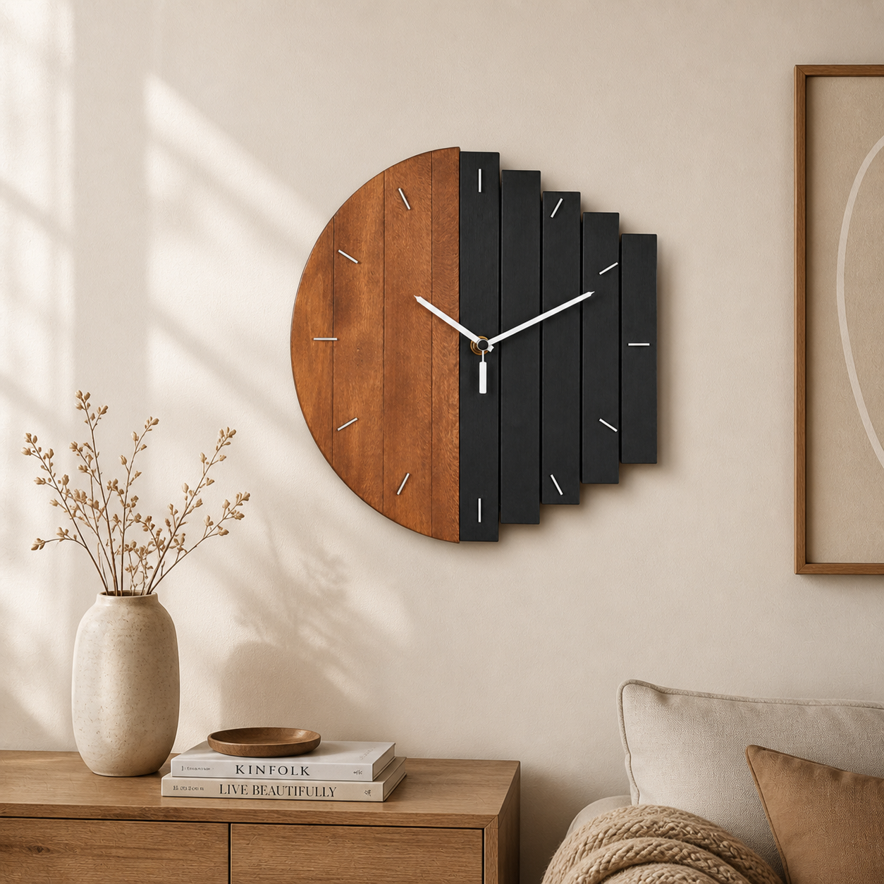 Natural Wooden Wall Clock Decor – Minimalist Style with Eco-Friendly Material 1