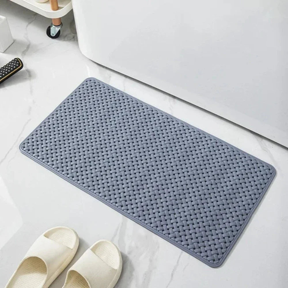 Non-Slip Bathtub Mat Shower Safety Pad – Innovative Suction Cups Grey Woven Style