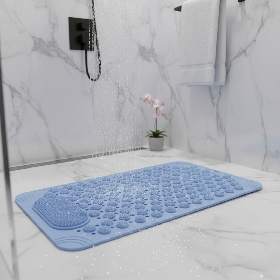 Non-Slip Shower Mat with Massage & Drainage. Secure Suction Cups. Essential Bath Rug for Home & Bathtub.