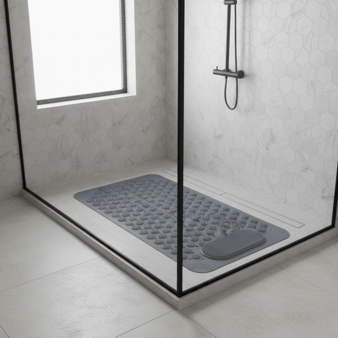 Non-Slip Shower Mat with Massage & Drainage. Secure Suction Cups. Essential Bath Rug for Home & Bathtub.