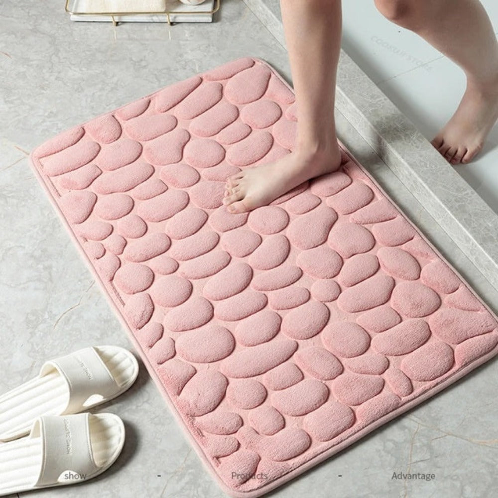 Pebble Texture Bath Mat Thick Memory Foam – Absorbent & Quick-Dry Luxury Spa Style