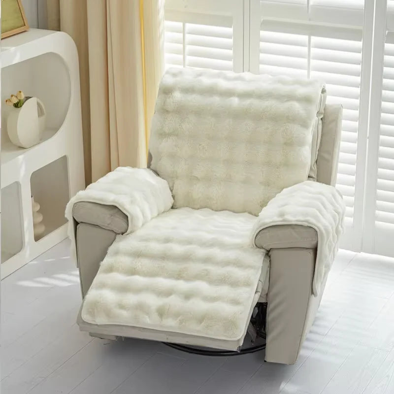 Plush Faux Rabbit Fur Sofa Cover – Non-Slip Design for Armchair Protection 2