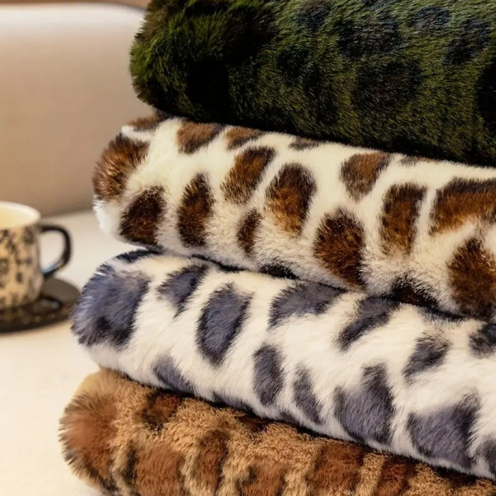 Plush Leopard Print Sofa Cover – Soft Microfiber Blend for Cozy Year-Round Protection 7