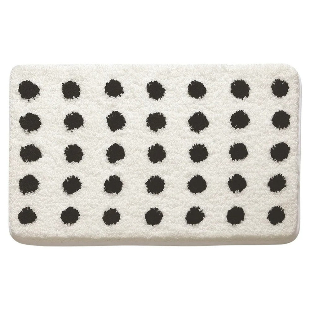 Polka Dot Bath Rug Soft Microfiber – Absorbent & Non-Skid Multicolor Pom-Pom Style