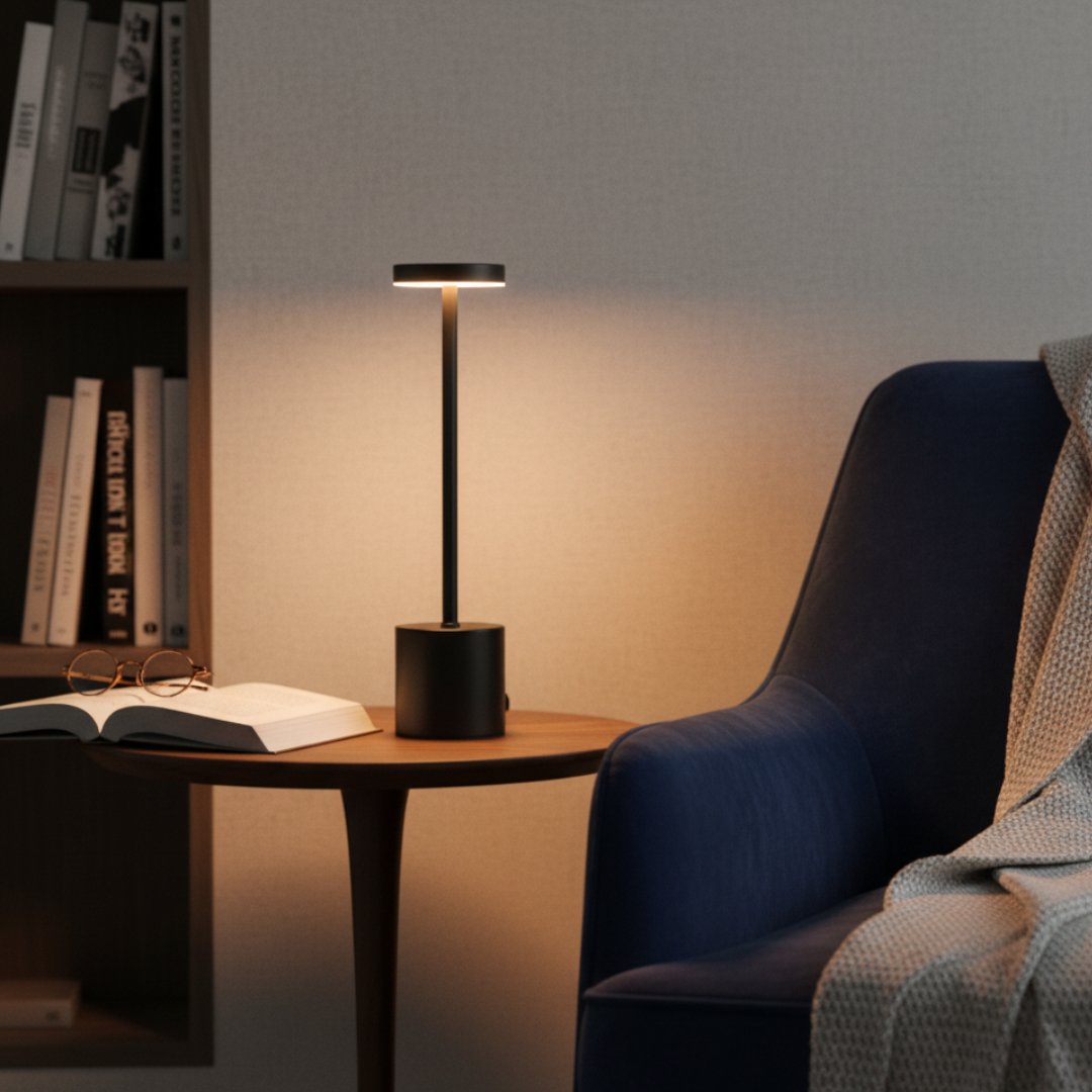 Sculptura Rechargeable LED Table Lamp - Cordless Minimalist Brass Desk Light 6
