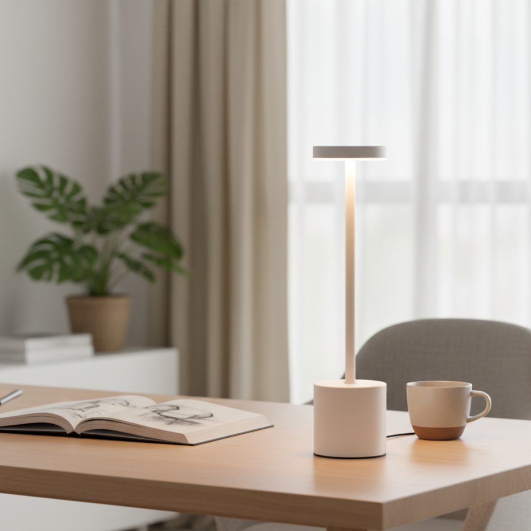 Sculptura Rechargeable LED Table Lamp - Cordless Minimalist Brass Desk Light 7