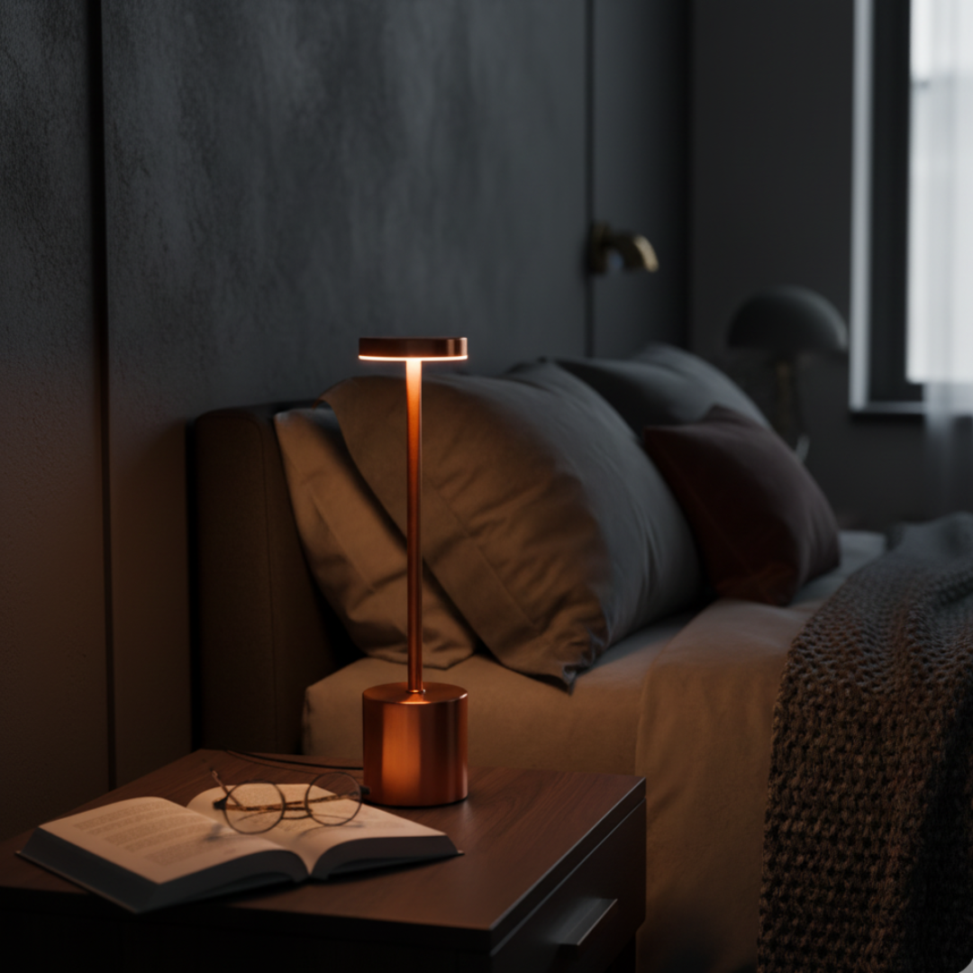 Sculptura Rechargeable LED Table Lamp - Cordless Minimalist Brass Desk Light 8
