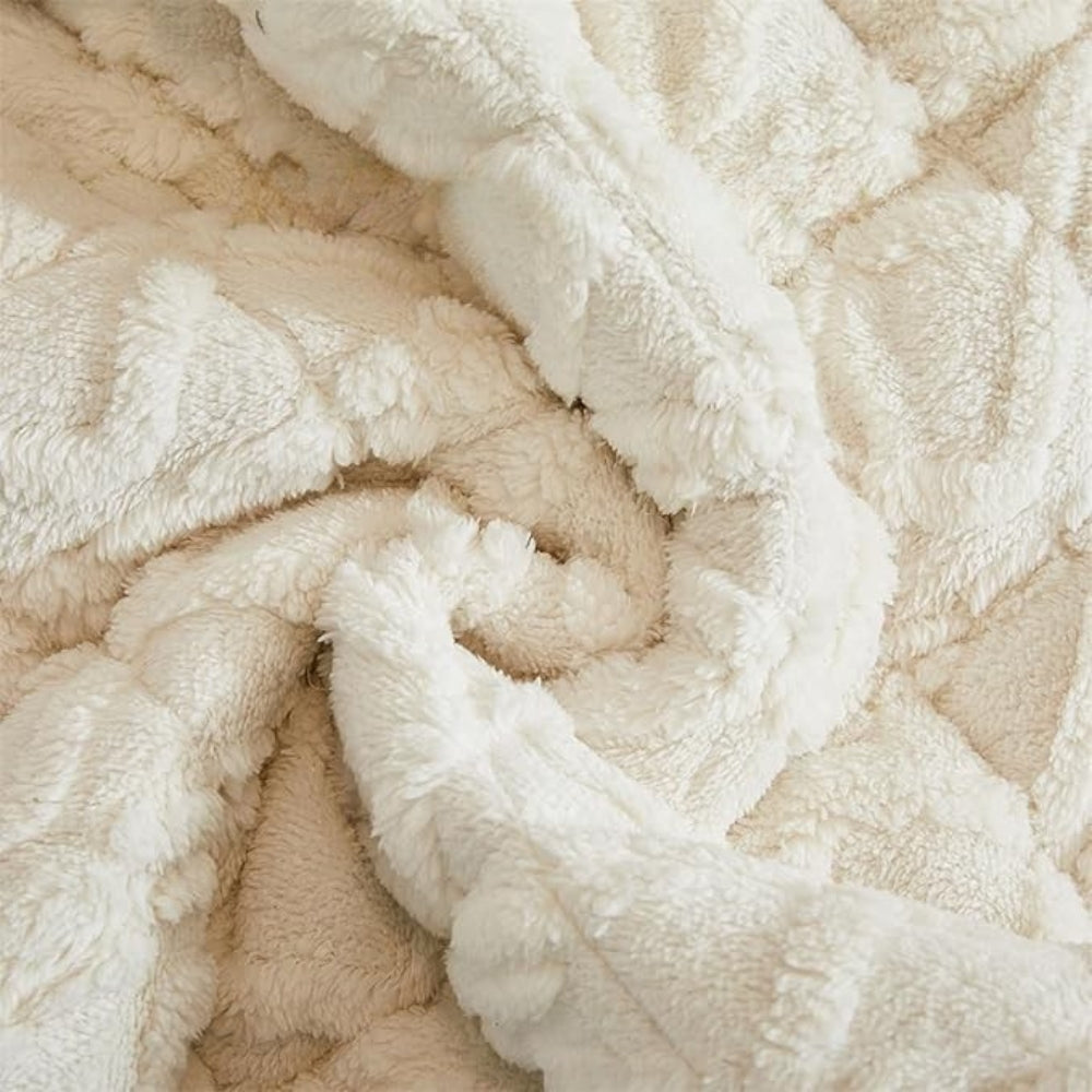 Snuggle Sherpa Plush Sofa Cover – Non-Slip Diamond Quilt Microfiber