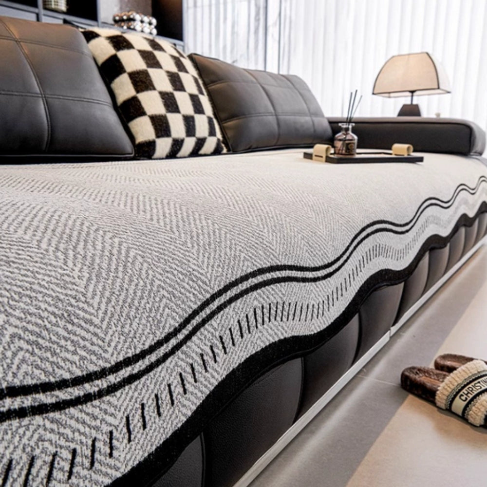 Stylish Anti-Slip Sofa Cover – Modern Wavy Design for Cozy Protection 4