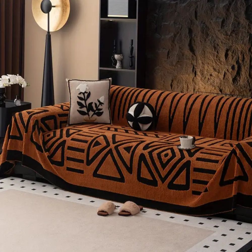 Stylish Modern Sofa Cover – Plush Microfiber with Non-Slip Maze Pattern 4