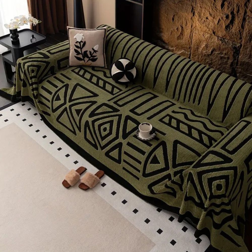 Stylish Modern Sofa Cover – Plush Microfiber with Non-Slip Maze Pattern 5