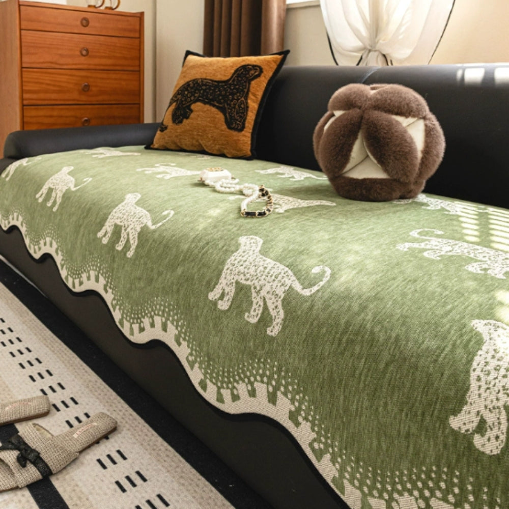 Stylish Non-Slip Sofa Cover – Soft Microfiber Blend with Unique Wavy Design 0