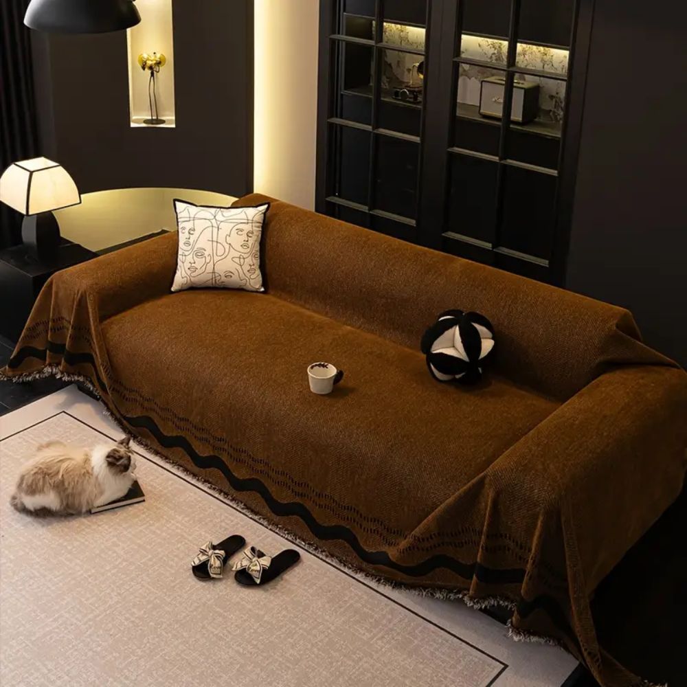 Stylish Tasseled Sofa Cover – Breathable Microfiber Blend for Sectional and Oversized Couches 0