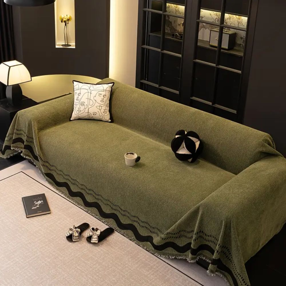 Stylish Tasseled Sofa Cover – Breathable Microfiber Blend for Sectional and Oversized Couches 6