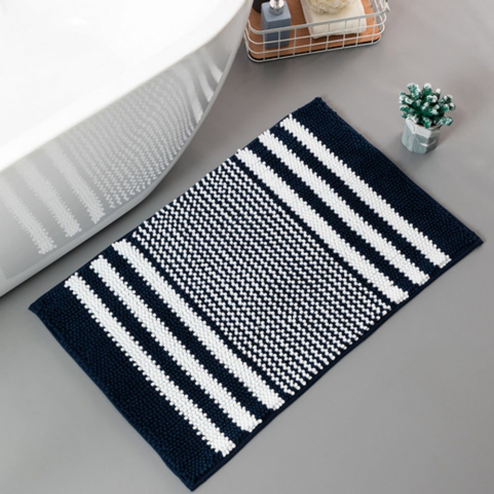Ultra-Soft Chenille Bath Mat – Striped Design with Non-Slip Backing 5