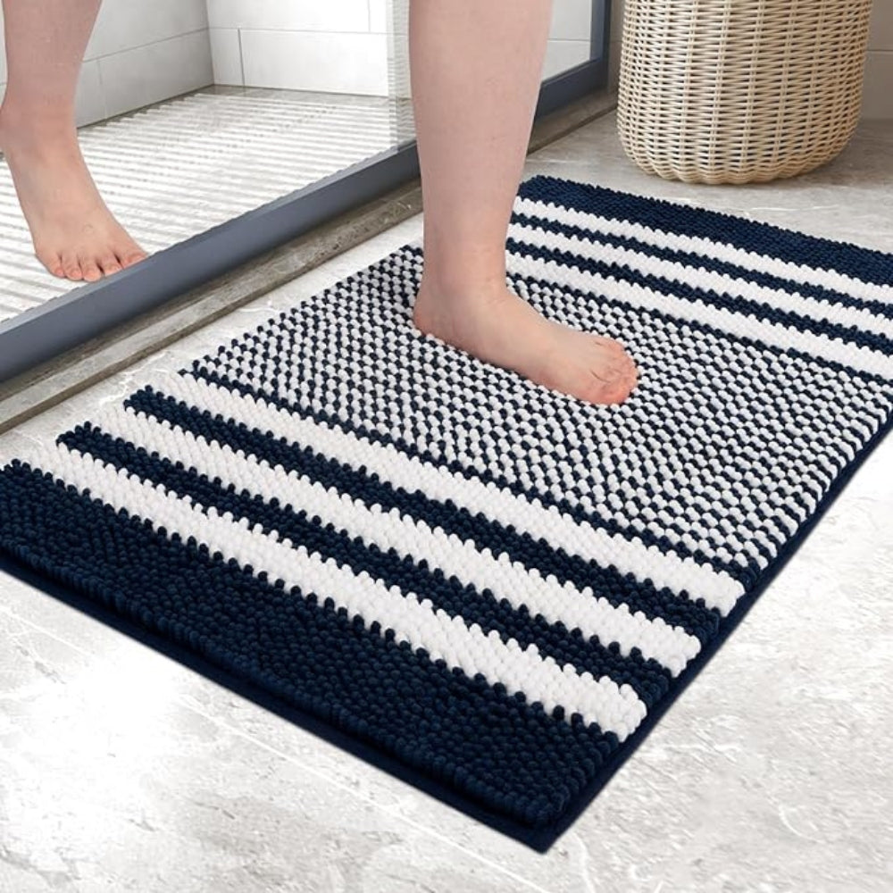 Ultra-Soft Chenille Bath Mat – Striped Design with Non-Slip Backing 6