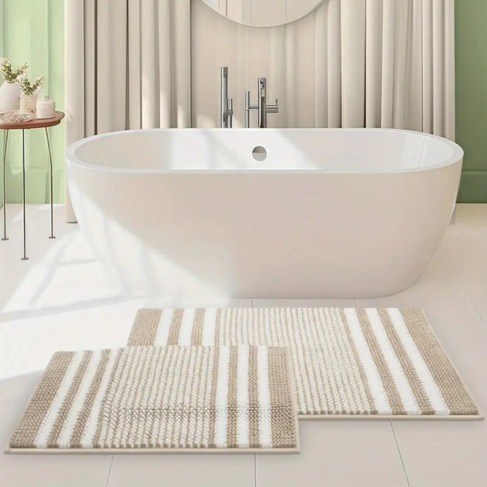 Ultra-Soft Chenille Bath Mat – Striped Design with Non-Slip Backing 8