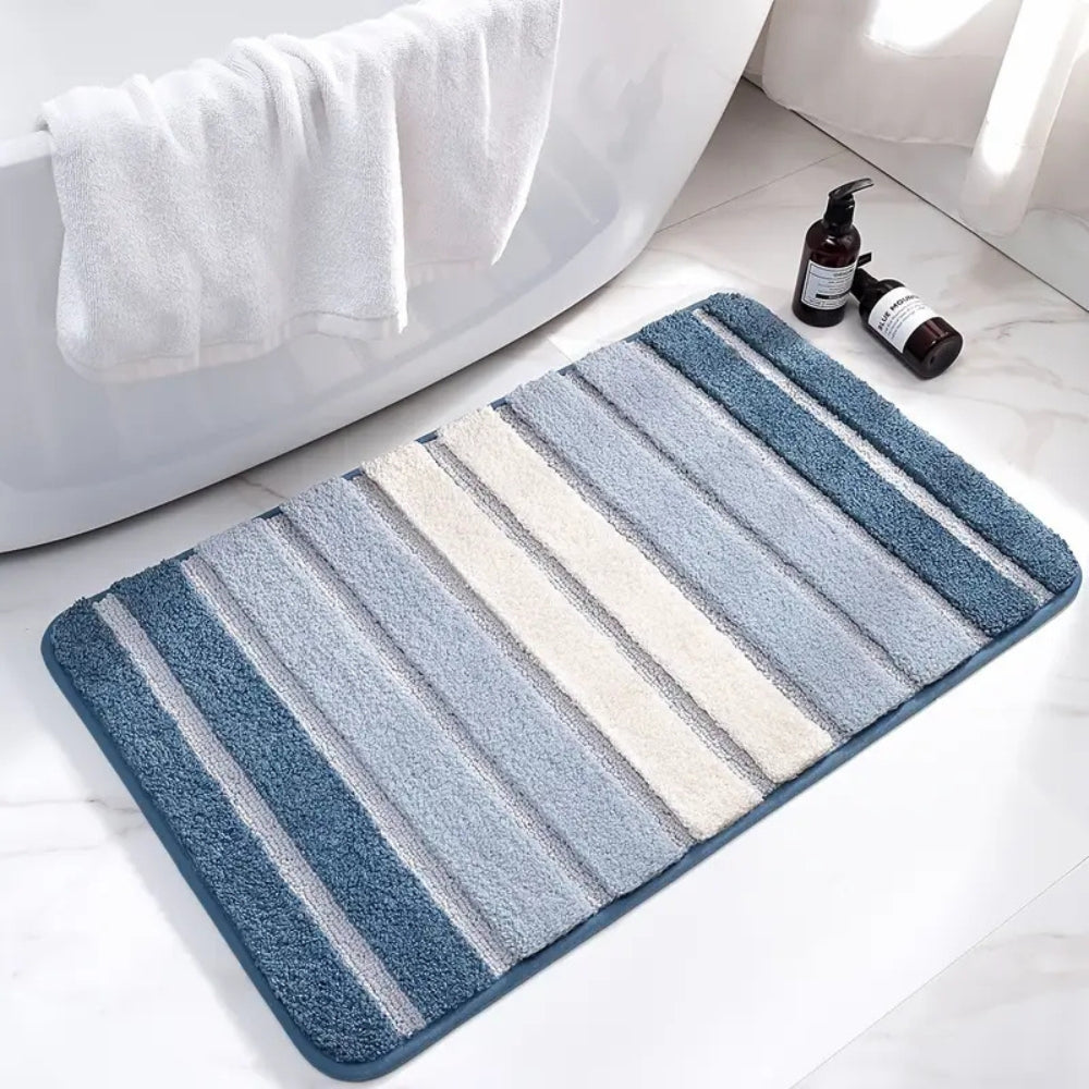 Ultra-Soft Striped Bath Mat – Absorbent Non-Slip Microfiber for Bathroom Safety 7