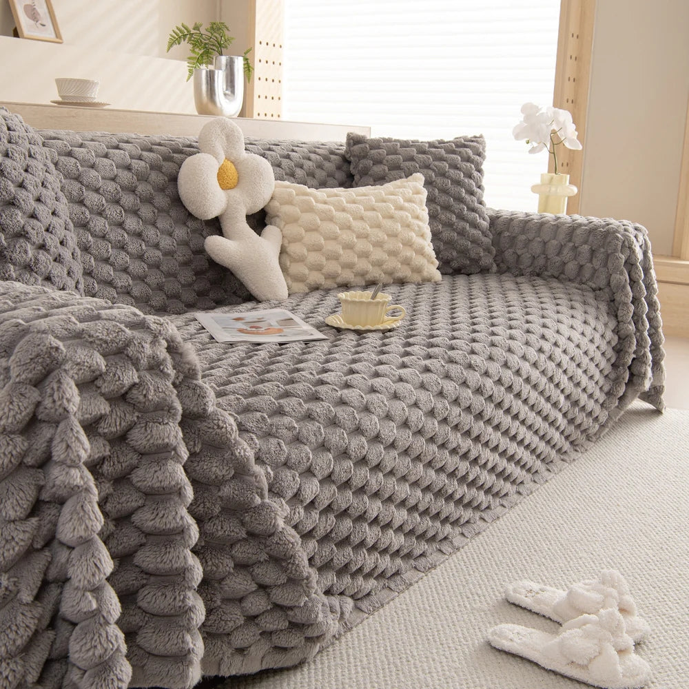 Ultra-Soft Tufted Rabbit Sofa Cover – Luxurious Microfiber Blend for Pet-Friendly Comfort 1