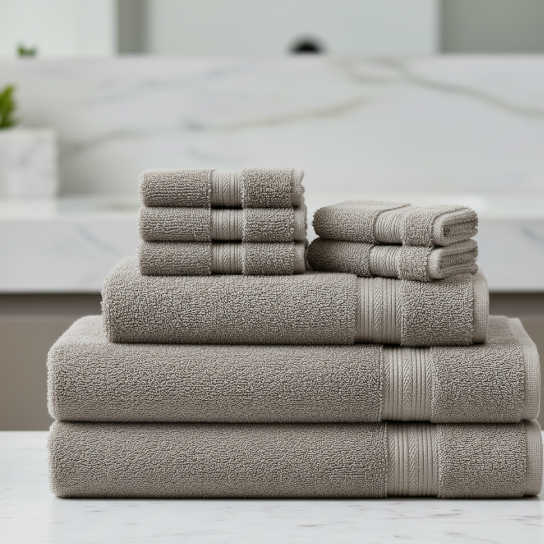 Ultrasoft 8-Piece Egyptian Cotton Towel Set – Charcoal Gray Luxury Bath Bundle