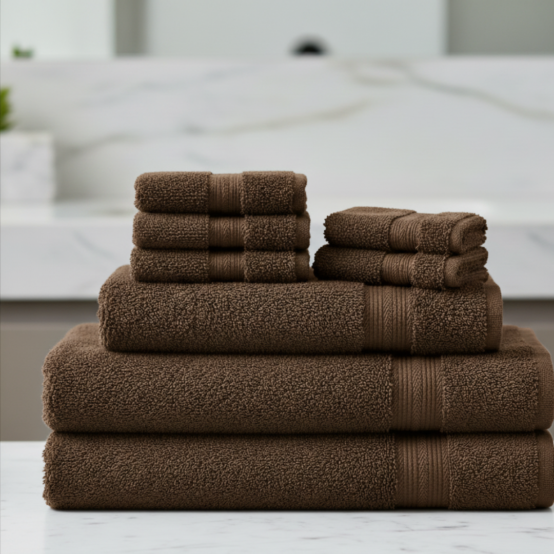 Ultrasoft 8-Piece Egyptian Cotton Towel Set – Charcoal Gray Luxury Bath Bundle