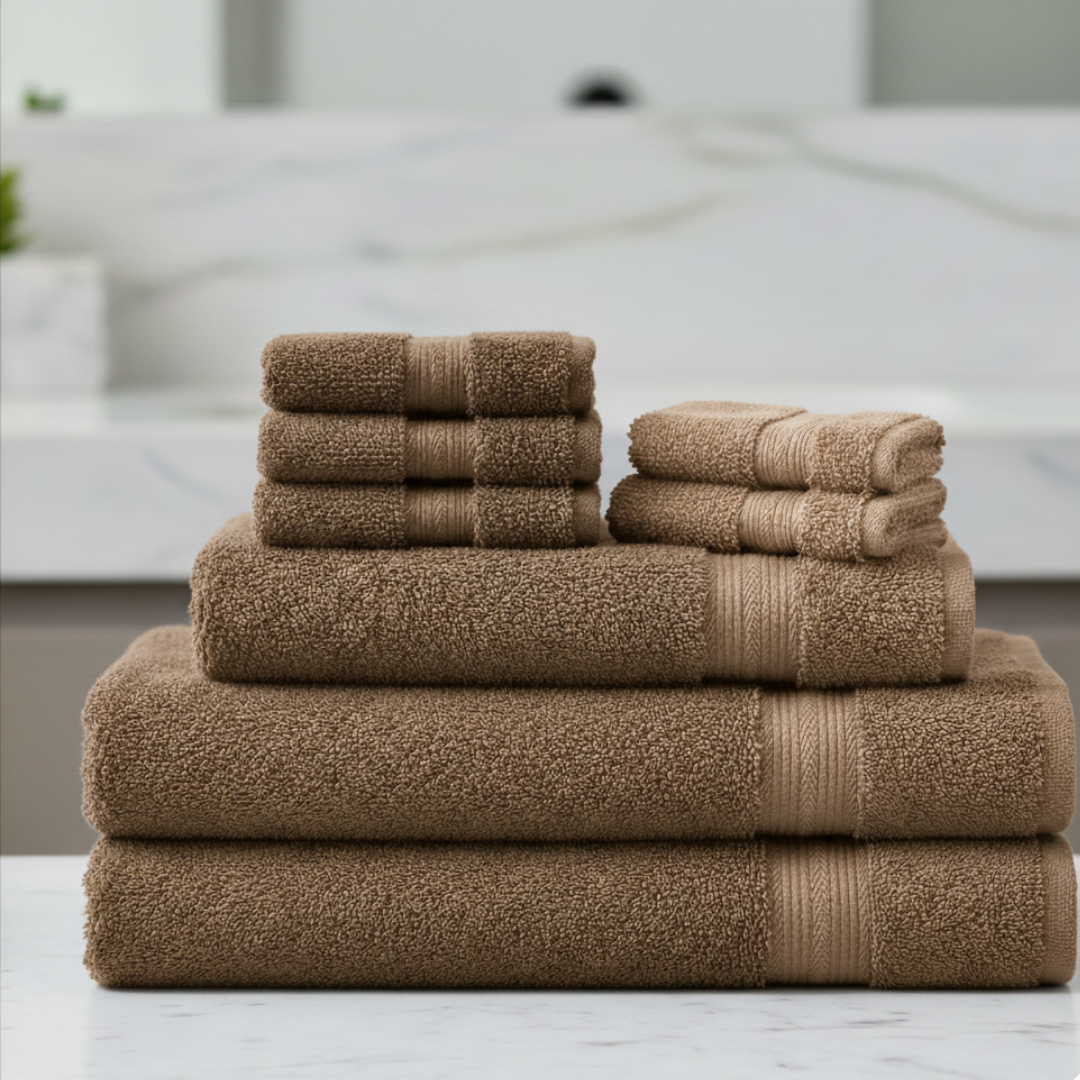 Ultrasoft 8-Piece Egyptian Cotton Towel Set – Charcoal Gray Luxury Bath Bundle