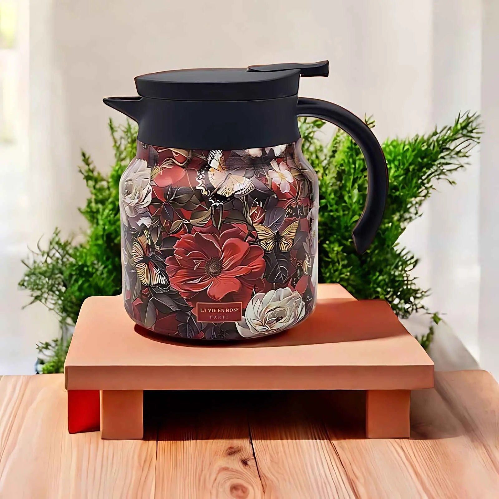 Vintage Floral Stainless Steel Teapot with Infuser – Elegant, Durable, Heat Retaining Design 3