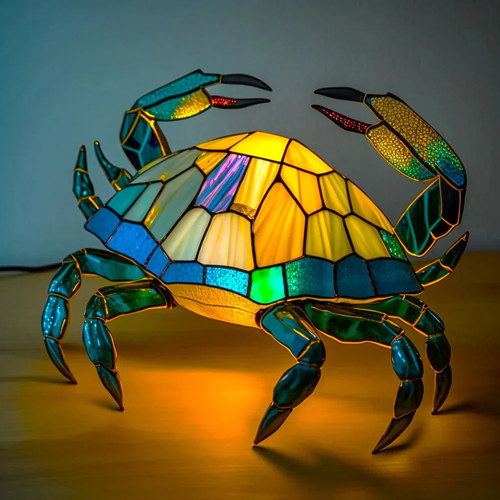 VitraFauna crab stained glass table lamp with multicolor panels