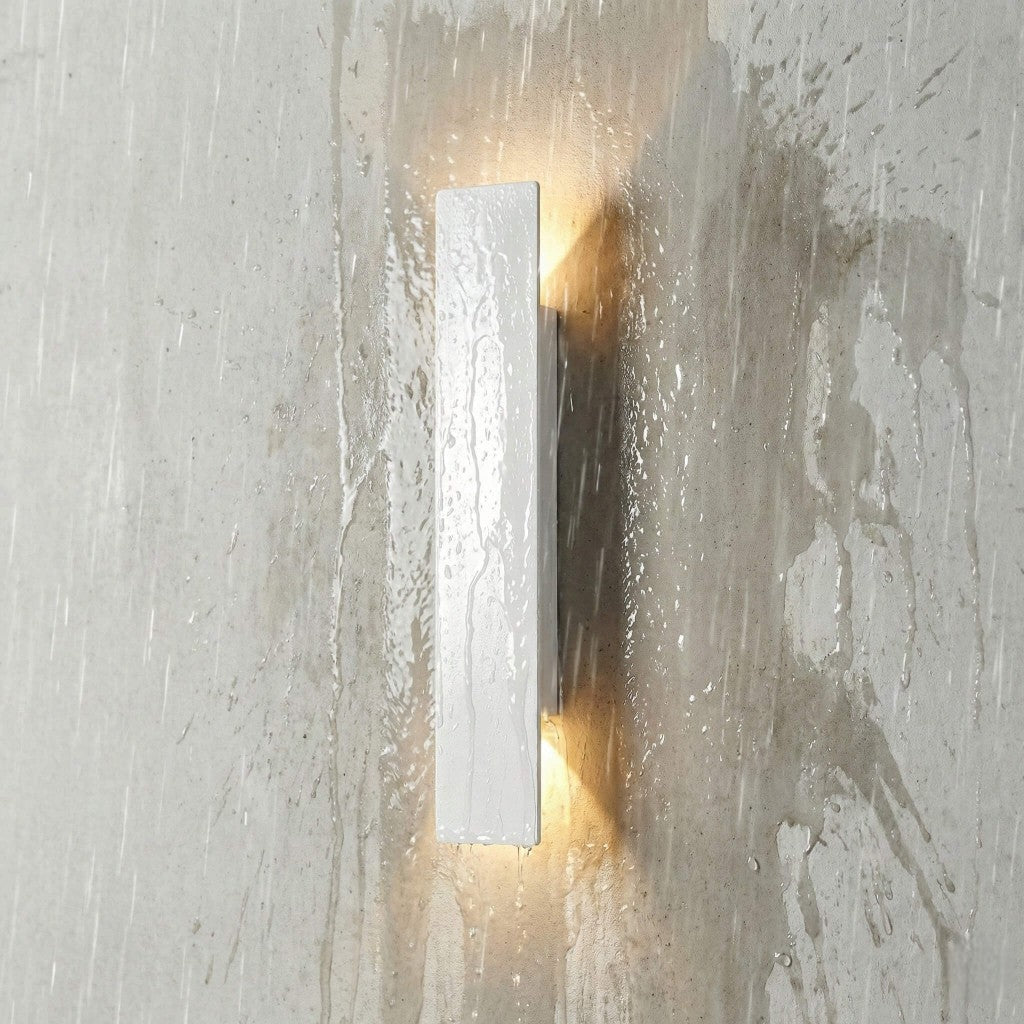 White aluminum outdoor wall light resisting rain and water runoff