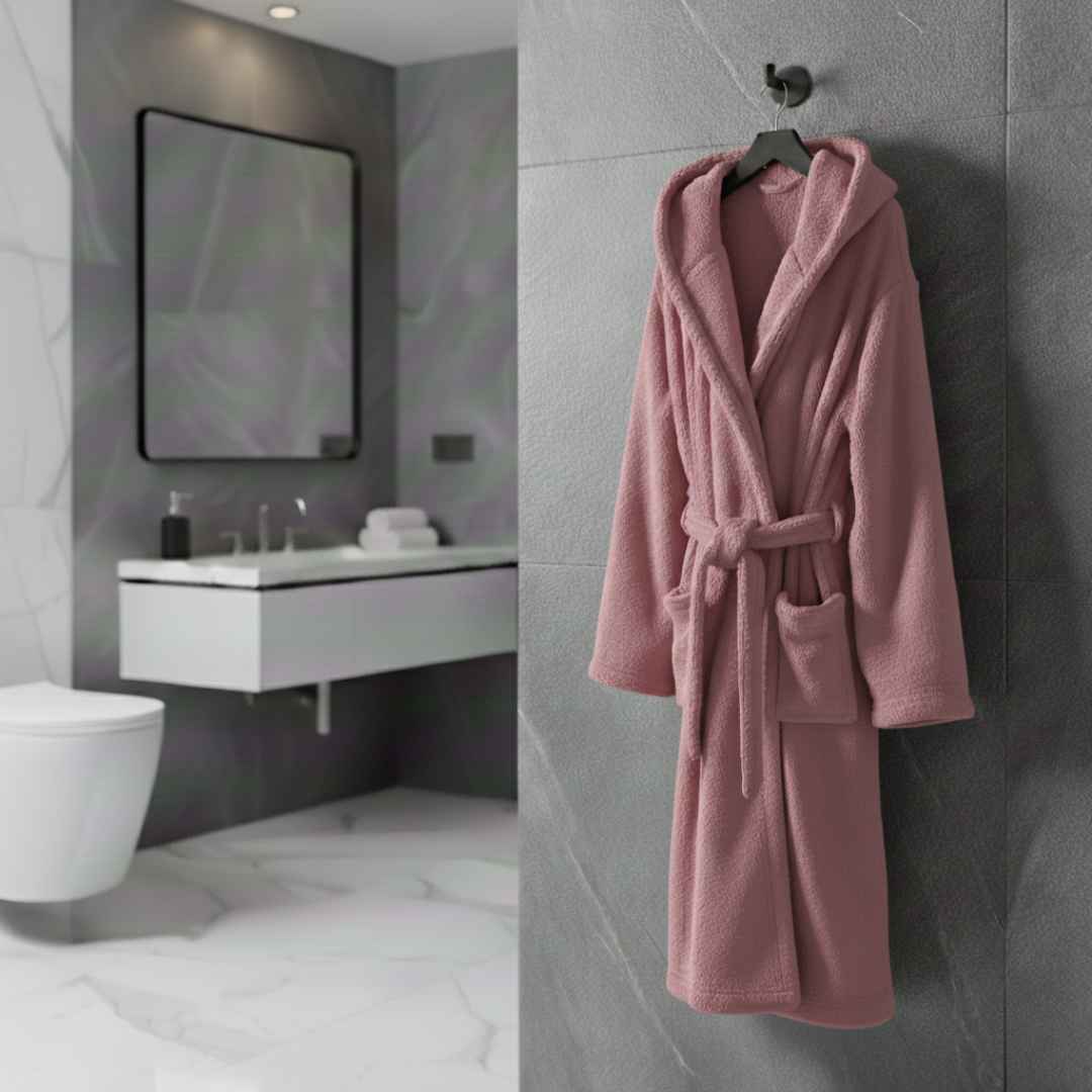 Women’s Hooded Plush Bathrobe Soft Cozy Fleece Robe