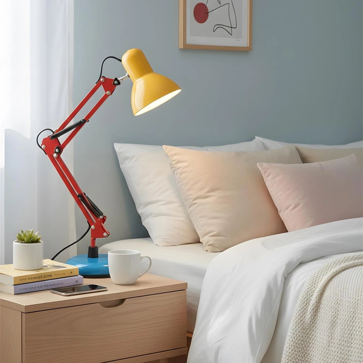 Maintained House Architect Desk Lamp - Color Block on a nightstand