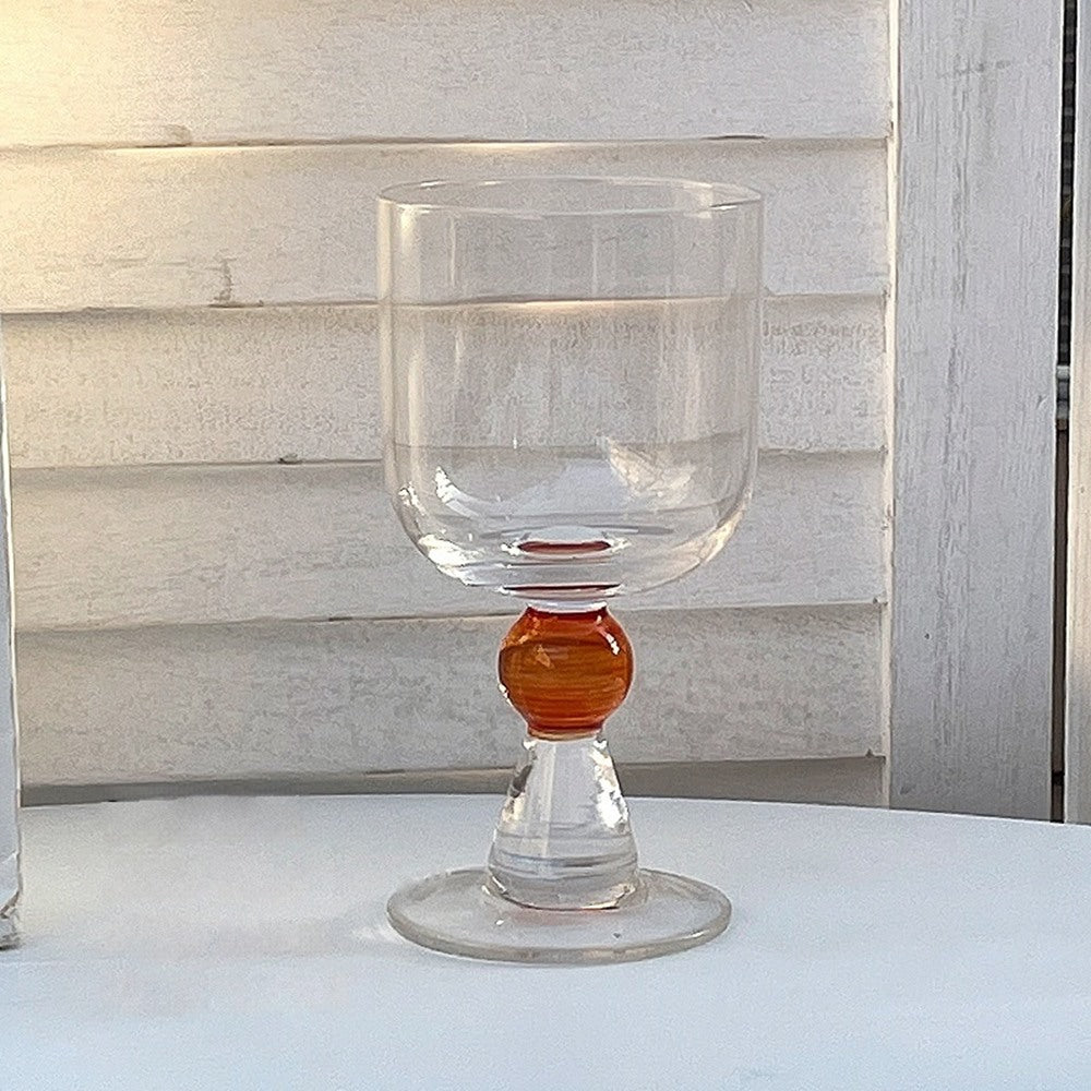 Maintained House Ball Stem Wine Glass Set - Amber