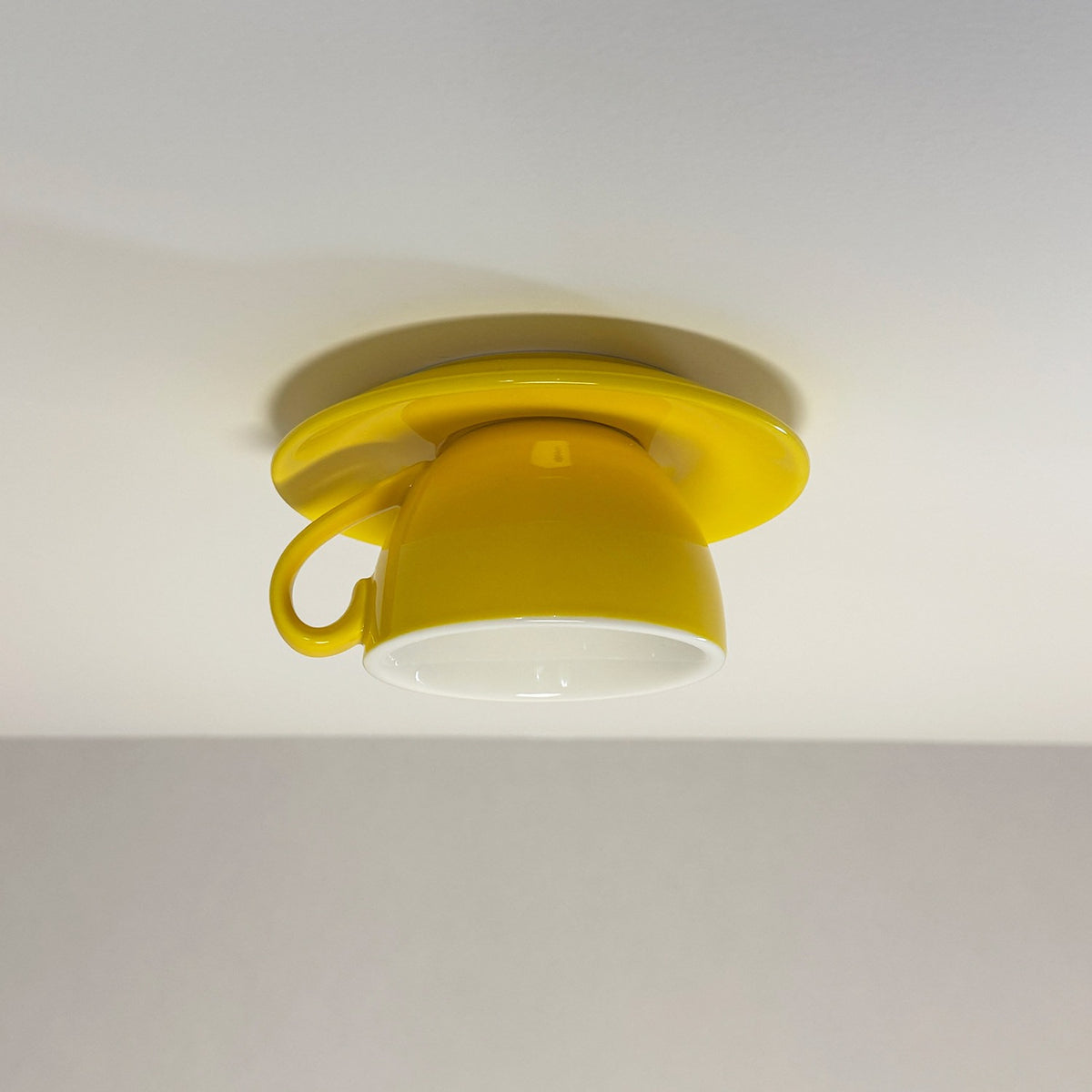 Maintained House Ceramic Teacup Ceiling Light - Yellow