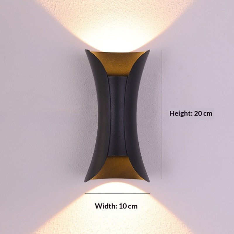 Maintained House Curved Up-Down Outdoor Wall Light - Black, small size